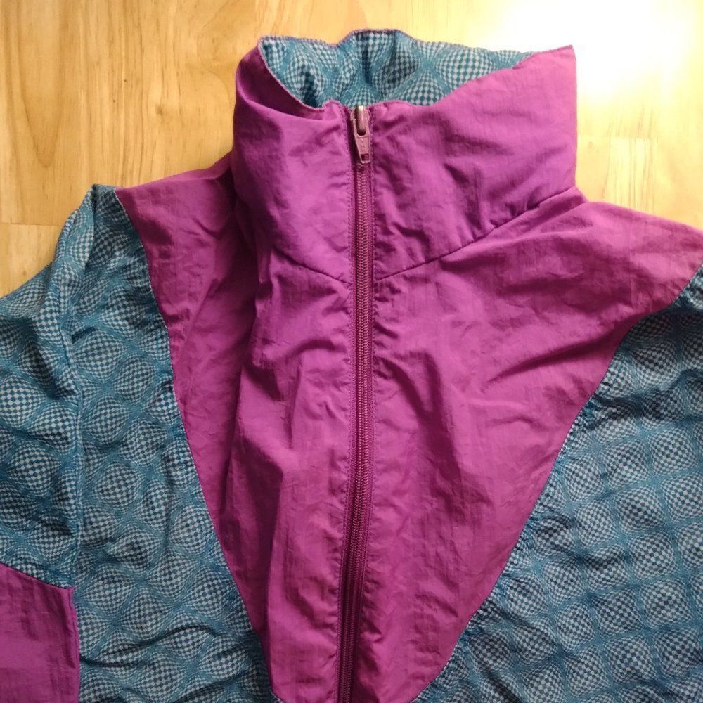 Vintage Reebok Color Block Op Art Windbreaker Jacket